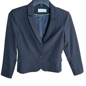 Calvin Klein Luxe Stretch Two-Button Career Blazer Black- M (see measurements)